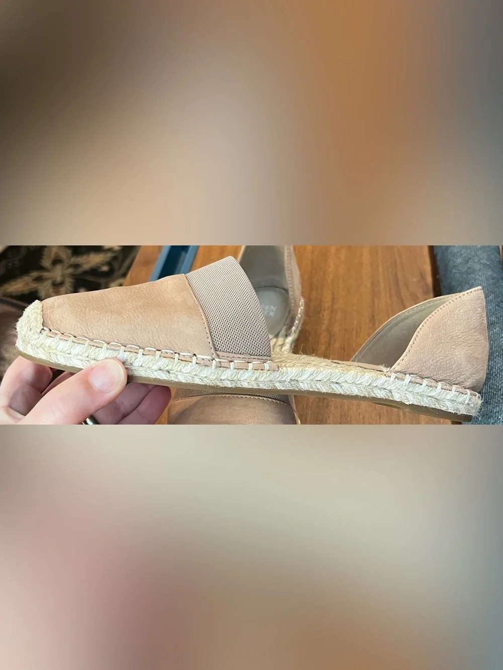 Eileen Fisher Women's 6.5  Lady-Nu d'Orsay Espadrille Shoe Tan Suede Jute Flats